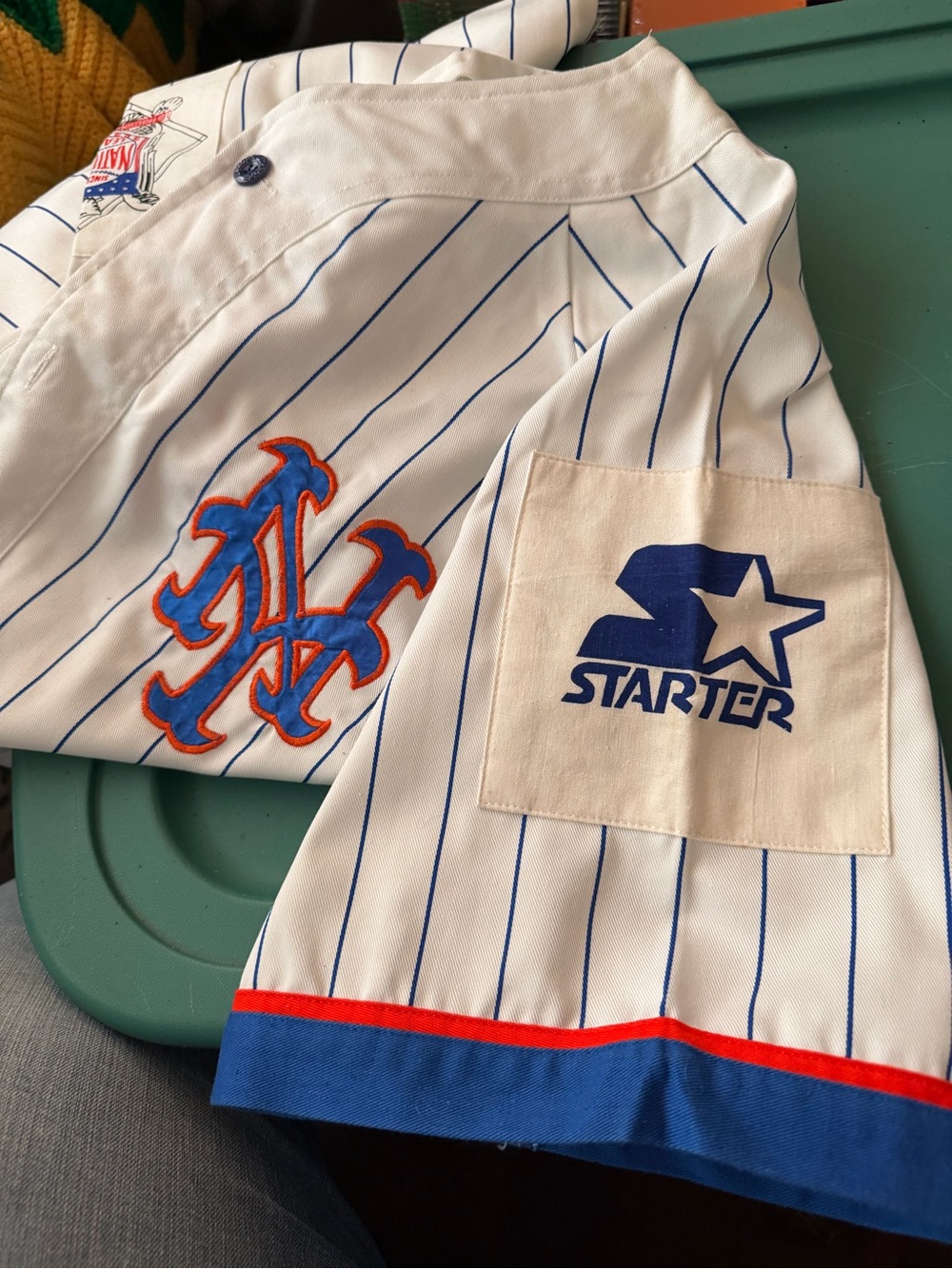 New York Mets White Pinstripe Button-Front Men’s Baseball Jersey - Picture 5 of 7